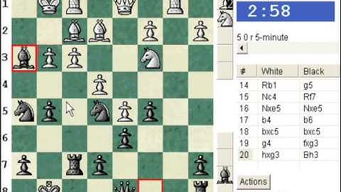 Chess World.net:  Blitz #332 vs. Urk (2076) - Trompowsky attack (Ruth, Opocenskı opening) (A45)