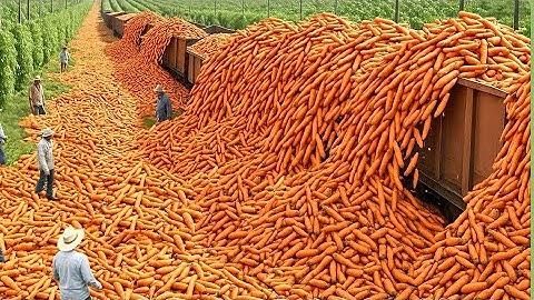 How Millions of Carrots 🥕Are Havested and  Processed | From Farm to Factory Line