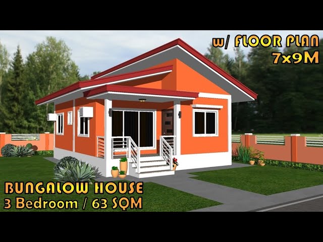 63 Sqm Bungalow House Design 7x9m, Simple House Plan Designer