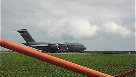 C-17 Globemaster III short field landing, reverse, takeoff