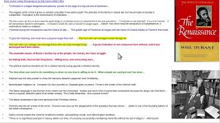 Book review the Renaissance by Will Durant   May 2024