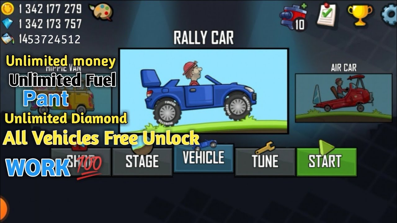 Hill Climb Racing mod APK unlimited money diamond and fuel and paint 2023 