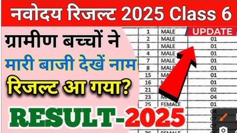 JNVST Result 2025 New Update ! How to check navoday Vidyalaya result class 6th and 9th.