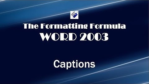Word 2003   Captions with Heading Numbering