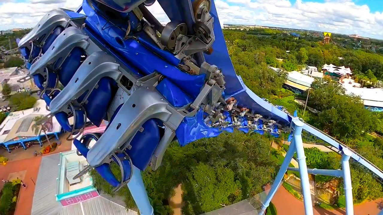 Riding Manta Roller Coaster! AWESOME Back Seat View! SeaWorld Orlando