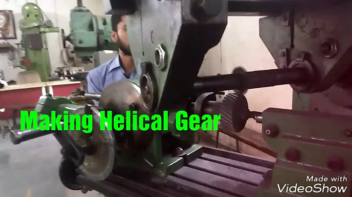 Helical gear cutting on horizontal milling machine