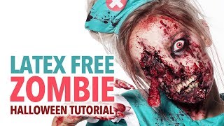 Latex free zombie Halloween makeup tutorial