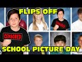 Kid Flips Off During His School Pictures. GROUNDED!