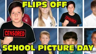 Kid Flips Off During His School Pictures. GROUNDED!