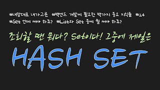 셋(set)과 셋의 대표 구현체인 해시 셋(hash set)의 핵심을 설명합니다! 리스트(list)와 셋의 차이, 파이썬의 Set vs 자바의 HashSet도 비교합니다 ;)