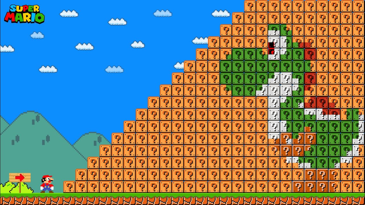 Mario & Yoshi 999 ITEM BLOCKS in Super Mario Bros - YouTube