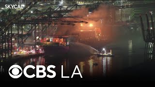 Download Lagu Shelter-in-place order issued as cargo ship continues to burn in Port of LA MP3