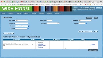 Setting Up an Individual Test Session Using the WIDA Model Online