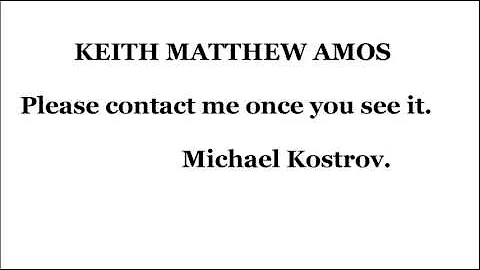 Searching For Keith Matthew Amos