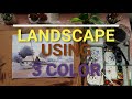 Watercolor landscape for beginner tutorial  using 3 colors  kangkan das  beginner landscape