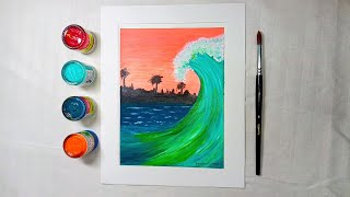 Sunset Beach Painting | Seascape Painting | Acrylic Painting For Beginners