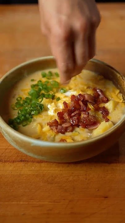 Loaded baked potato SOUP  #cooking #soup #cozy