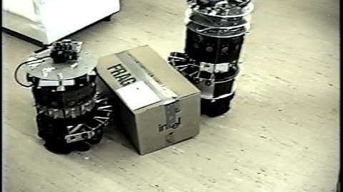 Distributed Manipulation with Mobile Robots, 1990-97: Pusher-steerer, Part 3