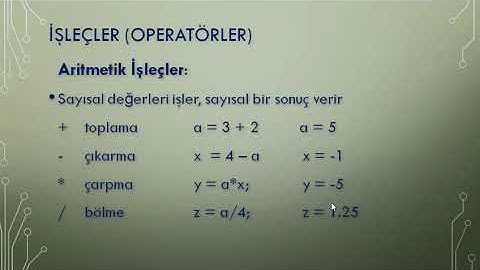 5.1 Aritmetik, Karşılaştırma ve Mantıksal Operatörler