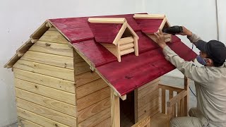 Amazing Ingenious Woodworking Worker Techniques And Skills Easy - Build A Mini Wooden Villa For Pets