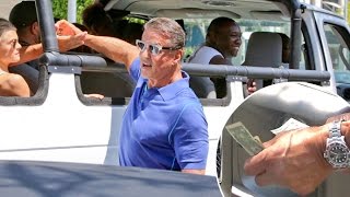 Sly Stallone Is Generous To Fans And Paparazzo, But Tips Valet Light At The Palm