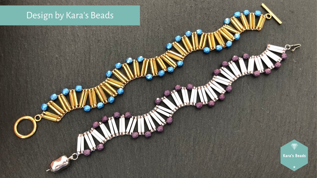 Ocean Waves Bracelet Tutorial Beaded Jewelry Ladder Stitch Toho Bugles Czech Fire Polish
