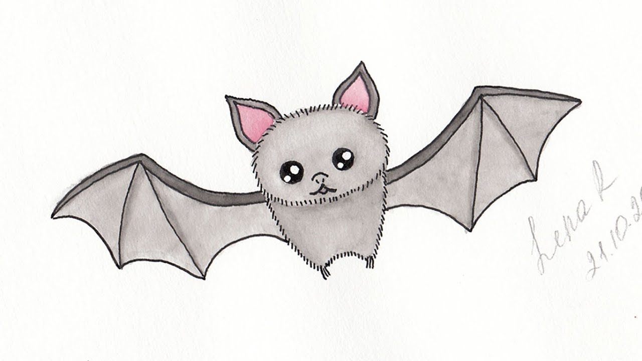 How to Draw a Cute Cartoon Bat Easy Step by Step - Halloween Drawings -  YouTube