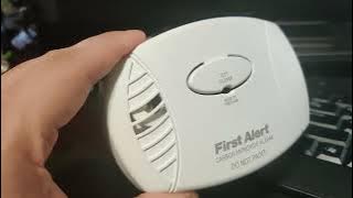 8 year old First Alert Carbon Monoxide alarm.  Expired (needs changing every 5 years). Beeps 5 times