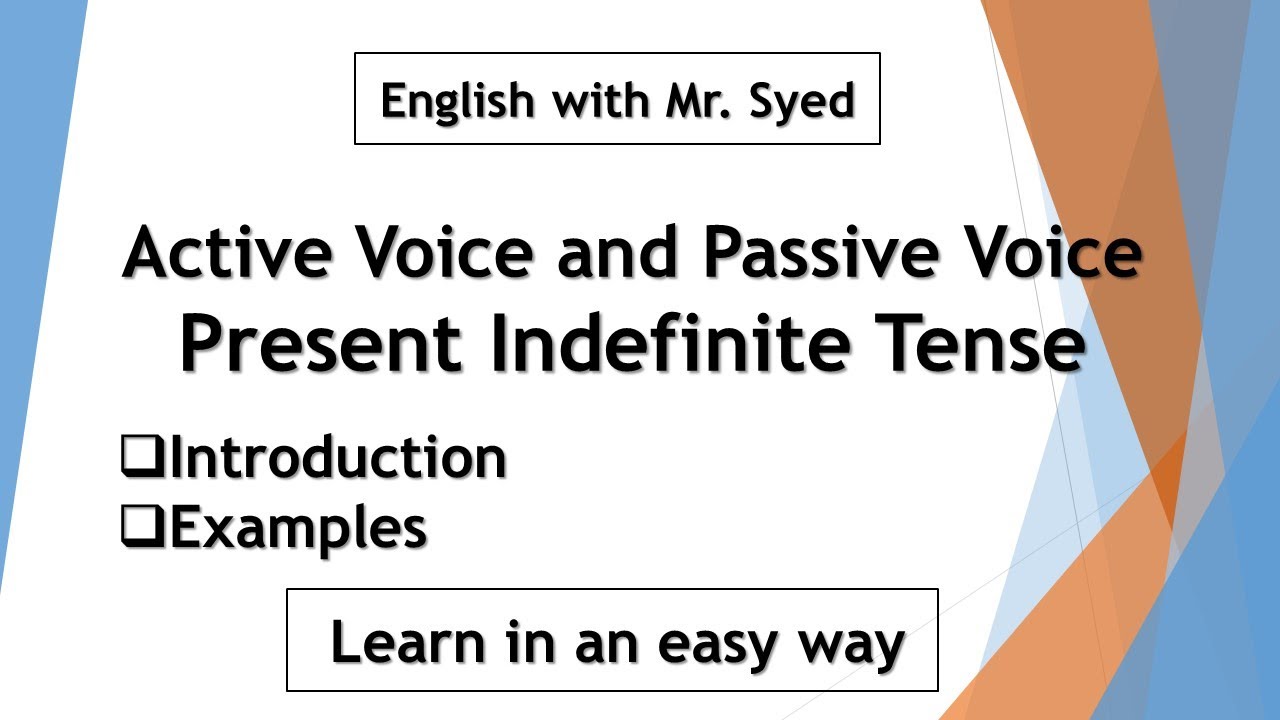 Active Voice Passive Voice Present Indefinite Tense | Active Voice to ...