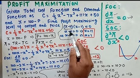 Profit Maximizing Output & Price from cost & demand function. Second order condition for profit Maxi