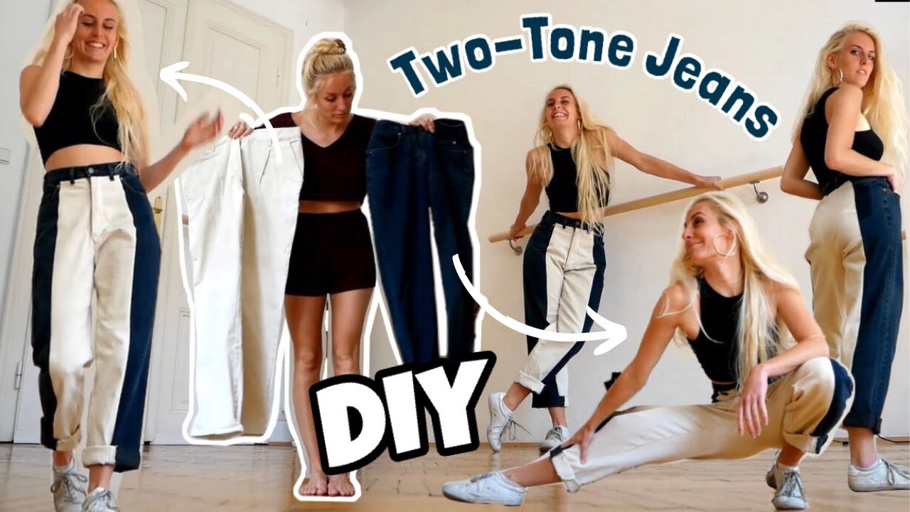 DIY Two-Tone Jeans - zweifarbige Jeans selber machen 👖✂️