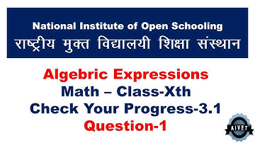 (Check Your Progress 3.1 Question-1) NIOS Math Class 10th