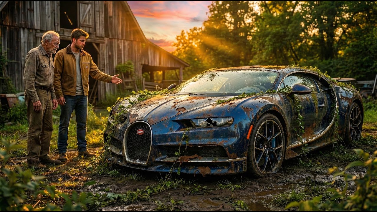 ASMR Car Restoration: Abandoned Blue Bugatti Chiron Reborn for Grandpa