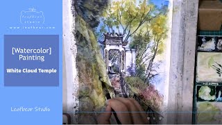 How I paint a landscape scene - White Cloud Temple (timelapse speedpaint with voice commentary)