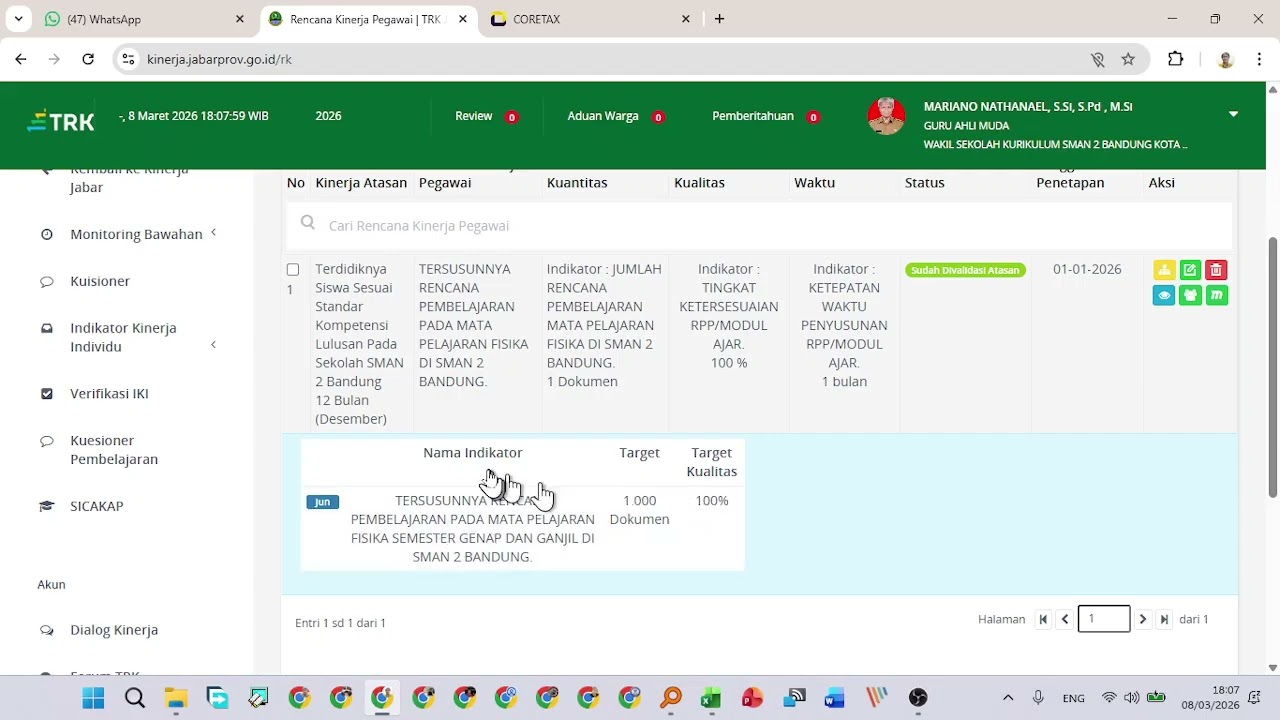 Tutorial membuat rencana Kinerja 2026 di TRK JABAR