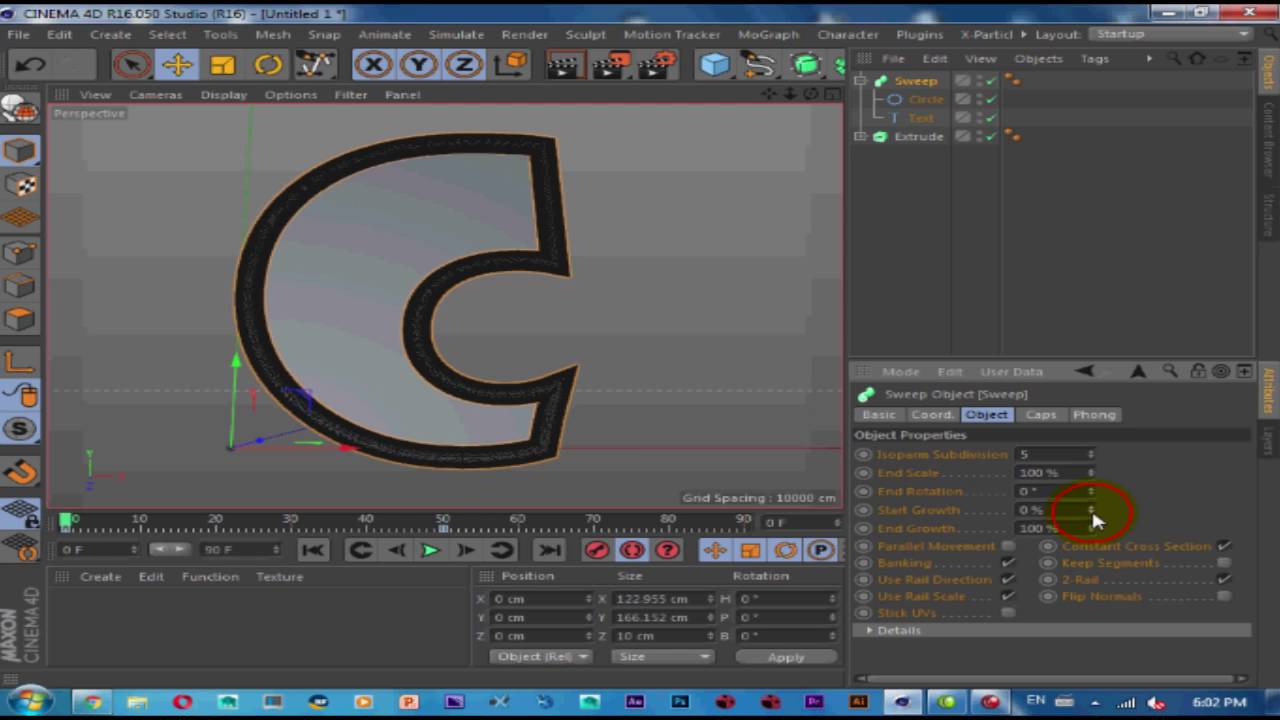 Cinema 4D Tutorial | How to make animation spline on Text ( Sweep ...