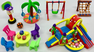 DIY How To Make Polymer Clay Miniature Playground Set | Mini Indoor Playground