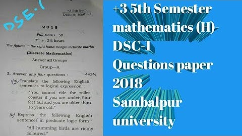 +3 5th Semester Mathematics (H)-DSC-1 Questions paper 2018 Sambalpur university
