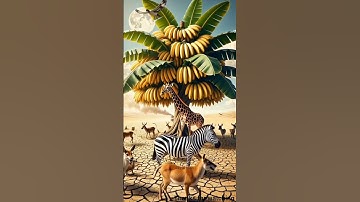 Zebra saved the banana tree from drying up by watering it😭#ai​ #tree​ #zebra​ #animals #viral #video