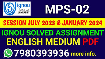 MPS 2 Solved Assignment 2023-24 English, MPS 2 Solved Assignment 23-24, MPS-02 Assignment