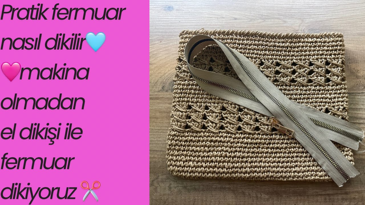 Çantalarınıza el dikişi ile fermuar dikiyoruz✂️pratik fermuar dikimi.makinesiz çanta içi fermuar ✂️