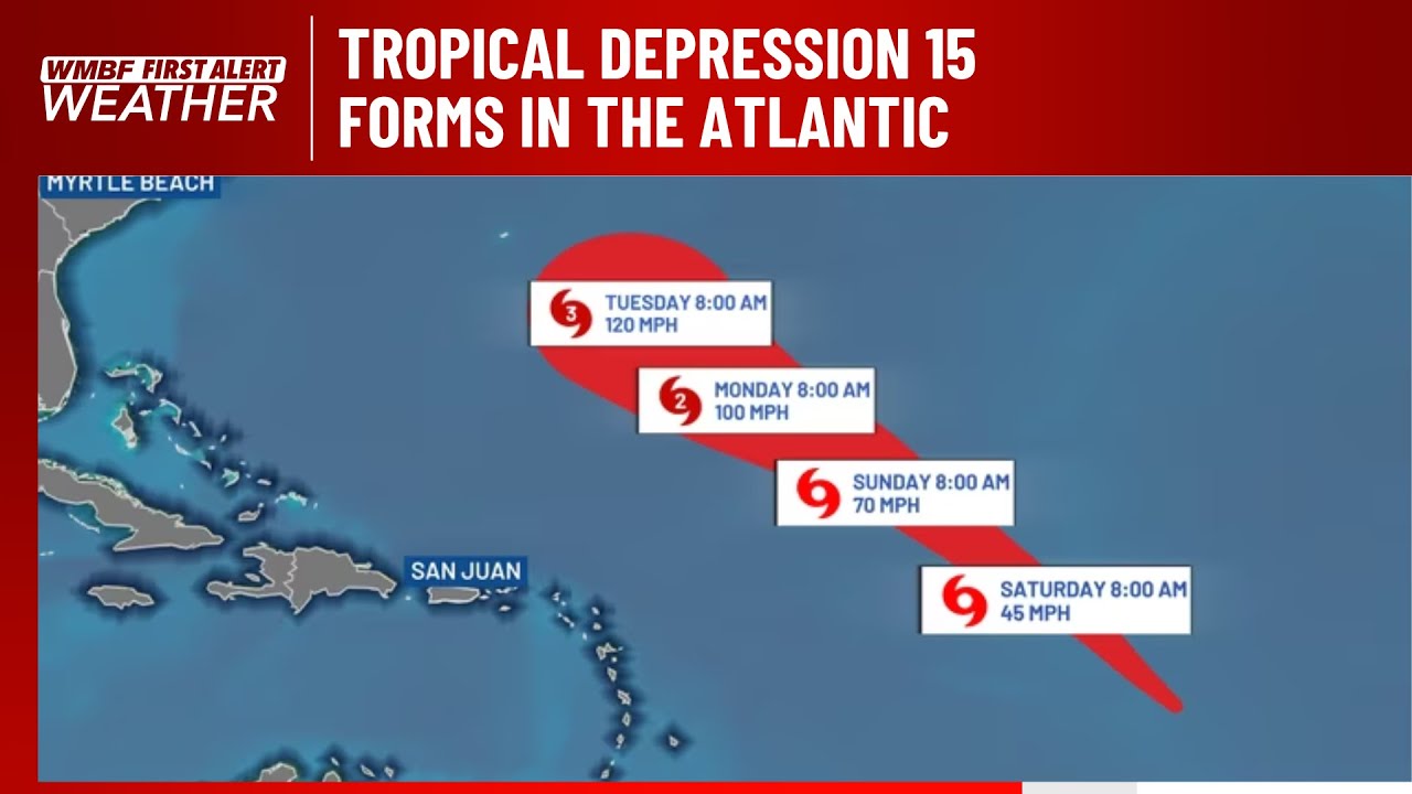 FIRST ALERT: Tropical Depression 15 forms in the Atlantic - YouTube