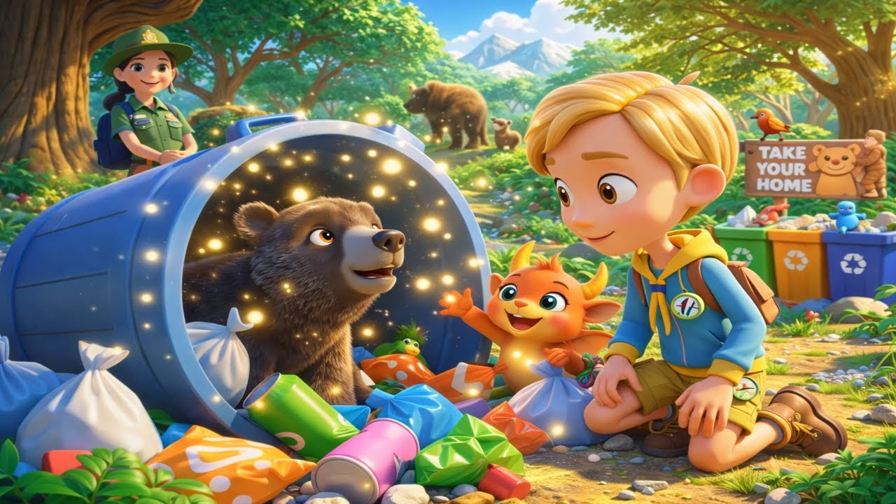 Kai And Zippy Save the Bear Cub 🐻🌿 Kids Forest Adventure About No Littering