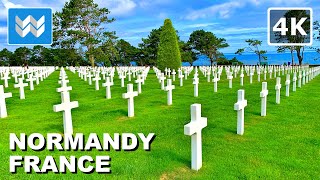 [4K] Normandy American Cemetery in France 🇫🇷 Omaha Beach D-Day WW2 Site Walking Tour & Travel Guide