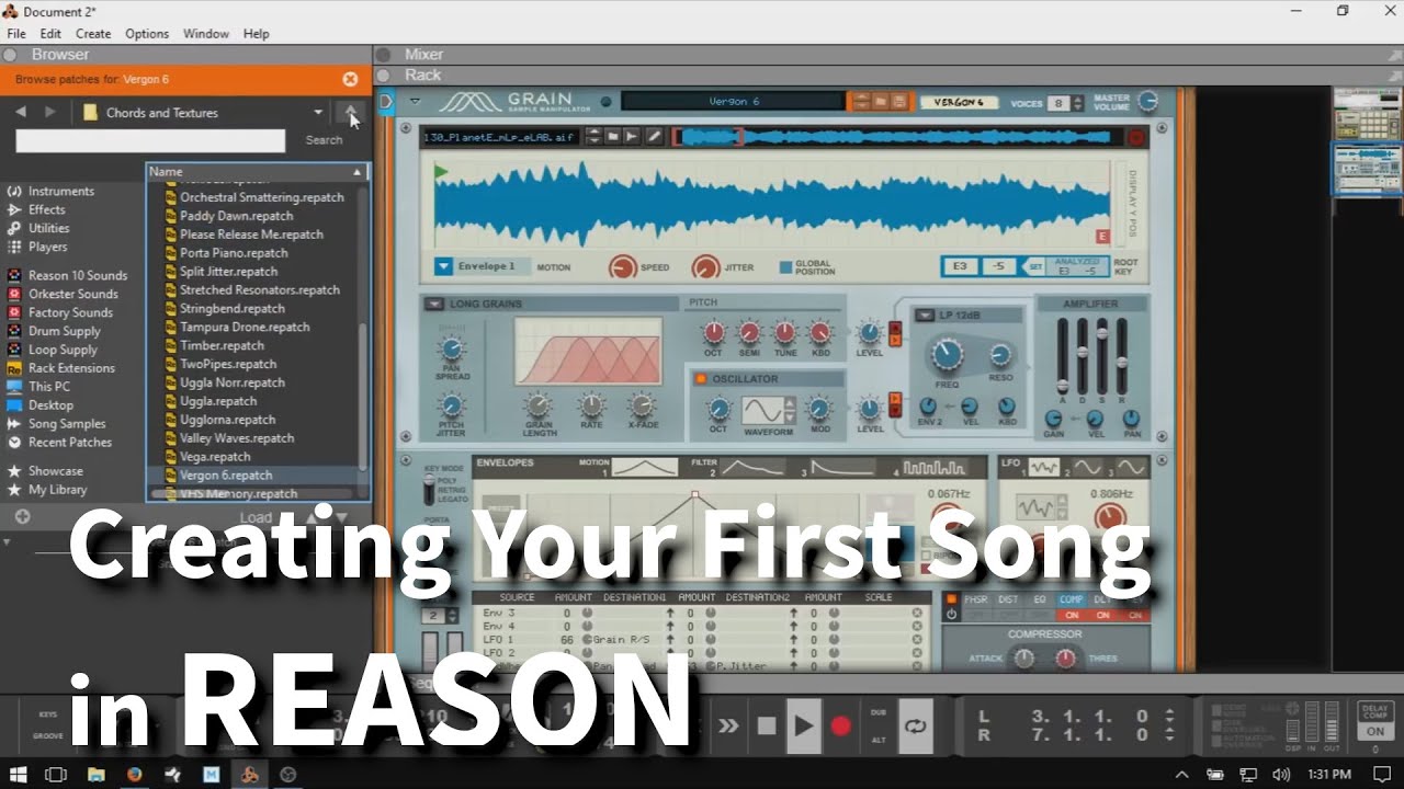 Creating Your First Song in Reason 10 - In Depth | For the Complete ...