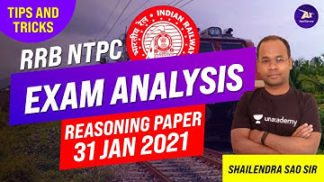 RRB NTPC Exam Analysis - Reasoning 31 Jan 2021 | Tips and Tricks | Shailendra Sao Sir
