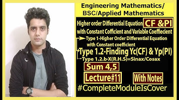 Type 1.2.b-Finding Yc and Yp|Sum 4,5|Linear Differential Equation with Constant Coefficient