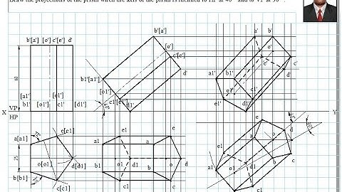 Example 08 on Projection of Solids Manual Drawing