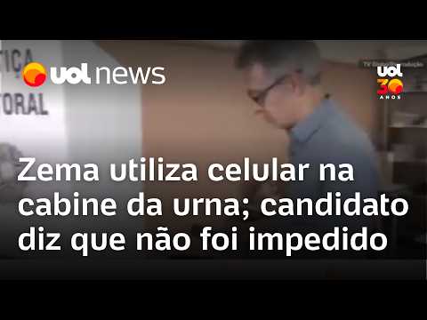 Zema utiliza celular na cabine da urna; candidato diz que não foi impedido