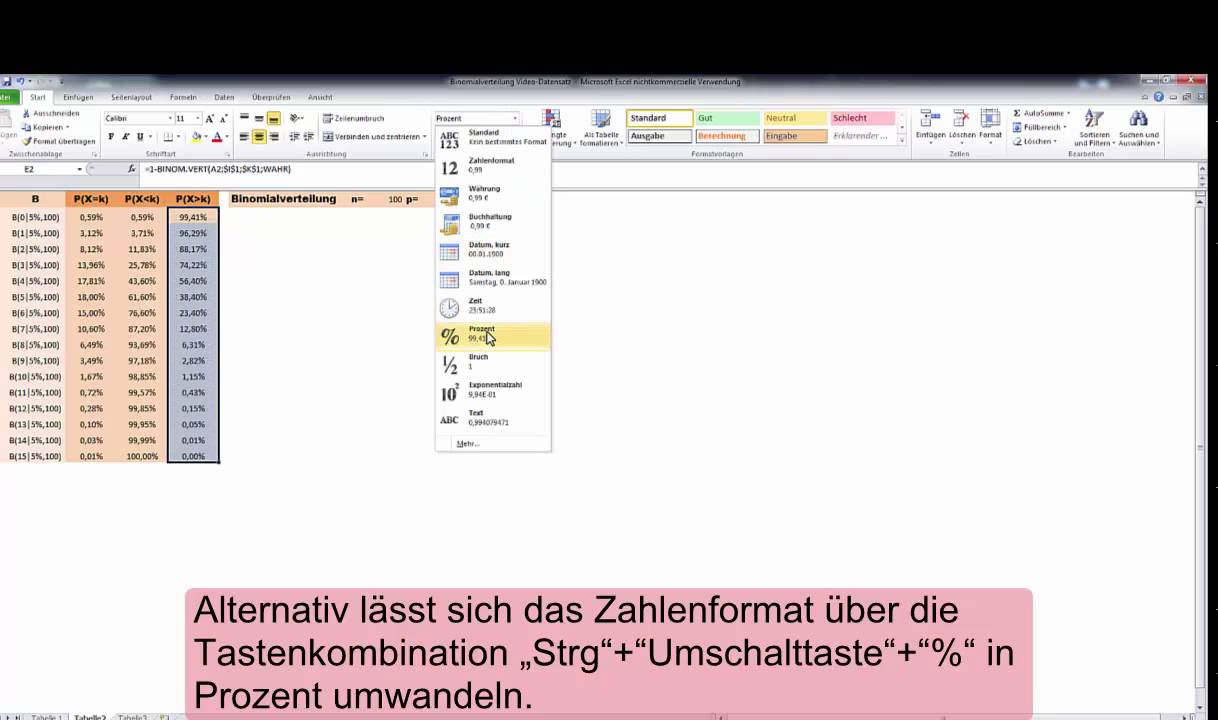 Excel Binomialverteilung Excel Binomialverteilung